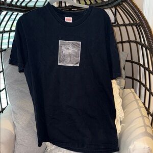 Supreme Black Short Sleeve Tee with Grayscale Graphic